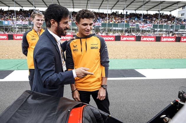 BEN SULAYEM Mohammed (uae), President of the FIA, portrait NORRIS Lando (gbr), McLaren F1 Team MCL36, portrait during the Formula 1 Lenovo British Grand Prix 2022, 10th round of the 2022 FIA Formula One World Championship, WM, Weltmeisterschaft on the Silverstone Circuit, from July 1 to 3, 2022 in Silverstone, United Kingdom - F1 - BRITISH GRAND PRIX 2022 - RACE DPPI Panoramic 00122025__R5_6787