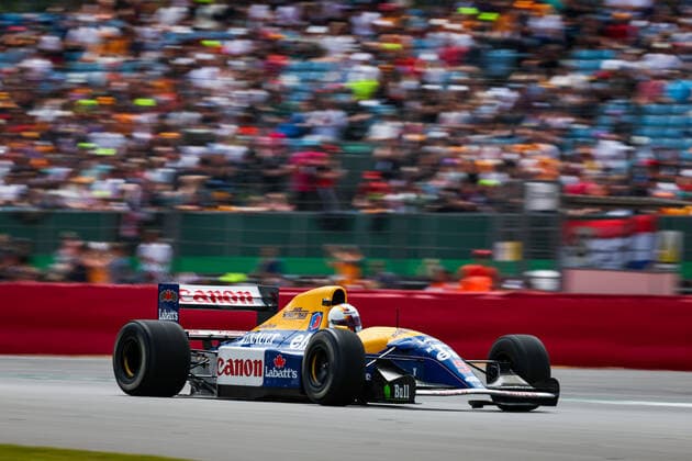 VETTEL Sebastian (ger), in action at the wheel of the 1992 Williams FW14B of Nigel Mansell, during the Formula 1 Lenovo British Grand Prix 2022, 10th round of the 2022 FIA Formula One World Championship, WM, Weltmeisterschaft on the Silverstone Circuit, from July 1 to 3, 2022 in Silverstone, United Kingdom - F1 - BRITISH GRAND PRIX 2022 - RACE DPPI Panoramic  20220703_GOOD0194