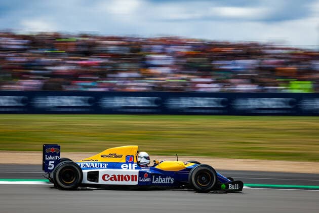 VETTEL Sebastian (ger), in action at the wheel of the 1992 Williams FW14B of Nigel Mansell, during the Formula 1 Lenovo British Grand Prix 2022, 10th round of the 2022 FIA Formula One World Championship, WM, Weltmeisterschaft on the Silverstone Circuit, from July 1 to 3, 2022 in Silverstone, United Kingdom - F1 - BRITISH GRAND PRIX 2022 - RACE DPPI Panoramic  20220703_G00D7874