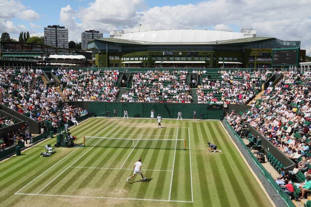 Illustration picture shows a tennis match between Belgian Goffin and US Tiafoe in the fourth round of the men s singles tournament at the 2022 Wimbledon grand slam tennis tournament at the All England Tennis Club, in south-west London, Britain, Sunday 03 July 2022. BENOITxDOPPAGNE  x36971905x