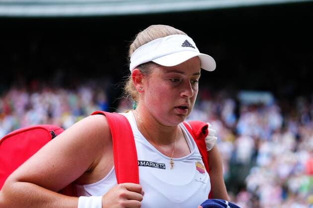 Mandatory Credit: Photo by James Veysey Shutterstock (13012857bb) Jelena Ostapenko dejected after defeat in her fourth round match Wimbledon Tennis Championships, Day 7, The All England Lawn Tennis and Croquet Club, London, UK - 03 Jul 2022 Wimbledon Tennis Championships, Day 7, The All England Lawn Tennis and Croquet Club, London, UK - 03 Jul 2022  Copyright: xJamesxVeysey Shutterstockx 13012857bb