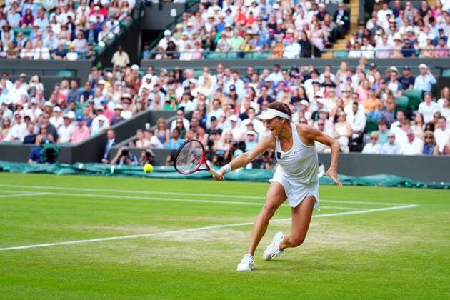 Mandatory Credit: Photo by James Veysey Shutterstock (13012857bm) Tatjana Maria during her fourth round match Wimbledon Tennis Championships, Day 7, The All England Lawn Tennis and Croquet Club, London, UK - 03 Jul 2022 Wimbledon Tennis Championships, Day 7, The All England Lawn Tennis and Croquet Club, London, UK - 03 Jul 2022  Copyright: xJamesxVeysey Shutterstockx 13012857bm