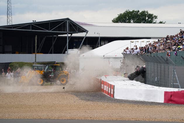 FORMULA 1 LENOVO BRITISH GRAND PRIX 2022, 03 07 2022 Guanyu Zhou 24 (CHI), Alfa Romeo C42 crash during the FORMULA 1 LENOVO BRITISH GRAND PRIX at Silverstone Circuit, Silverstone, United Kingdom on 3 July 2022 Editorial Use Only Copyright: xEleanorxHoadx ESM-0560-0012