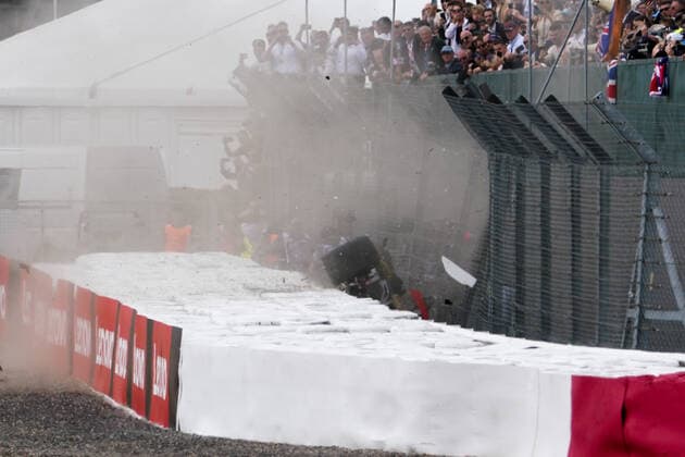 FORMULA 1 LENOVO BRITISH GRAND PRIX 2022, 03 07 2022 Guanyu Zhou 24 (CHI), Alfa Romeo C42 crash during the FORMULA 1 LENOVO BRITISH GRAND PRIX at Silverstone Circuit, Silverstone, United Kingdom on 3 July 2022 Editorial Use Only Copyright: xEleanorxHoadx ESM-0560-0018