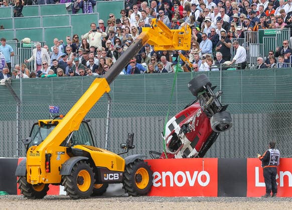 FORMULA 1 LENOVO BRITISH GRAND PRIX 3 July 2022, Guanyu Zhou 24 (CHI), Alfa Romeo C42 CAR CRASH towed during the FORMULA 1 LENOVO BRITISH GRAND PRIX at Silverstone Circuit, Silverstone, United Kingdom on 3 July 2022 Editorial Use Only Copyright: xPhilxDuncanx ESM-0553-0071