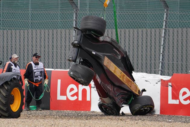 FORMULA 1 LENOVO BRITISH GRAND PRIX 2022, 03 07 2022 Guanyu Zhou 24 (CHI), Alfa Romeo C42 car after crash during the FORMULA 1 LENOVO BRITISH GRAND PRIX at Silverstone Circuit, Silverstone, United Kingdom on 3 July 2022 Editorial Use Only Copyright: xEleanorxHoadx ESM-0560-0034
