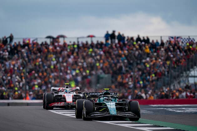 July 3, 2022, Towcester, Great Britain: SEBASTIAN VETTEL of Germany and Aston Martin F1 Team drives during the 2022 FIA Formula 1 British Grand Prix at Silverstone Circuit in Towcester, Great Britain. Towcester Great Britain - ZUMAg147 20220703_zap_g147_045 Copyright: xJamesxGasperottix