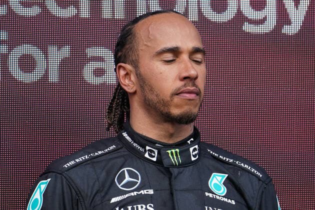 FORMULA 1 LENOVO BRITISH GRAND PRIX 2022, 03 07 2022 Lewis Hamilton 44 (GBR), Mercedes AMG Petronas W13 portrait, podium, eyes closed during the FORMULA 1 LENOVO BRITISH GRAND PRIX at Silverstone Circuit, Silverstone, United Kingdom on 3 July 2022 Editorial Use Only Copyright: xEleanorxHoadx ESM-0560-0053