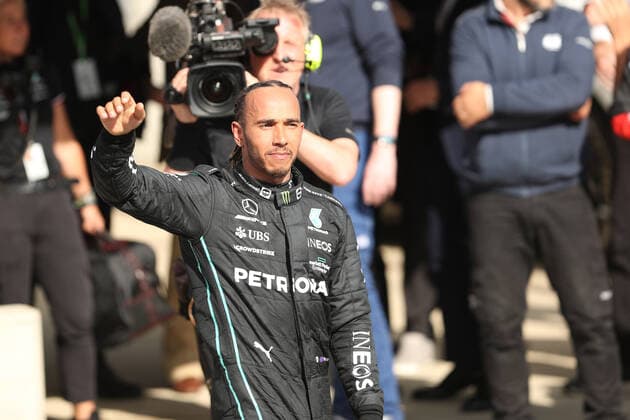 3rd July 2022, Silverstone Circuit, Silverstone, Northamptonshire, England: British F1 Grand Prix, Race day: Mercedes AMG Petronas F1 Team, Lewis Hamilton comes third in the race  ActionPlus12404829 Octane