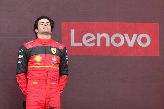 3rd July 2022, Silverstone Circuit, Silverstone, Northamptonshire, England: British F1 Grand Prix, Race day: Scuderia Ferrari, Carlos Sainz wins the British GP  ActionPlus12404833 Octane