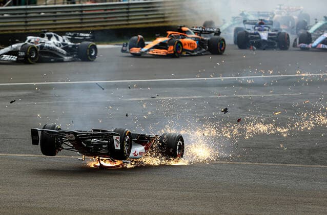 3rd July 2022, Silverstone Circuit, Silverstone, Northamptonshire, England: British F1 Grand Prix, Race day: Alfa Romeo F1 Team Orlen, Guanyu Zhou crash  ActionPlus12404919 Octane