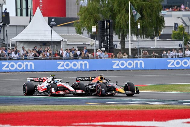 47 Mick Schumacher DEU, Haas F1 Team , 1 Max Verstappen NLD, Oracle Red Bull Racing , F1 Grand Prix of Great Britain at Silverstone Circuit on July 3, 2022 in Silverstone, United Kingdom Photo by HOCH ZWEI Silverstone United Kingdom