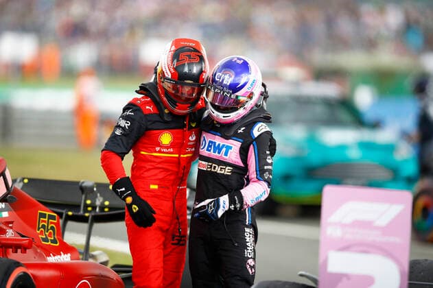 55 Carlos Sainz ESP, Scuderia Ferrari , 14 Fernando Alonso ESP, BWT Alpine F1 Team , F1 Grand Prix of Great Britain at Silverstone Circuit on July 3, 2022 in Silverstone, United Kingdom Photo by HOCH ZWEI Silverstone United Kingdom