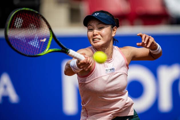 220704 Su Jeong Jang, Korea, during day 1 of the WTA Nordea Open on July 4, 2022 in Bastad,  Copyright: CHRISTOFFERxBORGxMATTISSON BB220704CB051