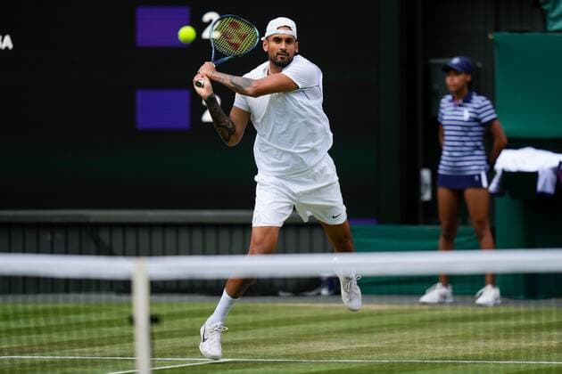 Mandatory Credit: Photo by Dave Shopland Shutterstock (13012860i) Nick Kyrgios during his fourth round match Wimbledon Tennis Championships, Day 8, The All England Lawn Tennis and Croquet Club, London, UK - 04 Jul 2022 Wimbledon Tennis Championships, Day 8, The All England Lawn Tennis and Croquet Club, London, UK - 04 Jul 2022  Copyright: xDavexShopland Shutterstockx 13012860i