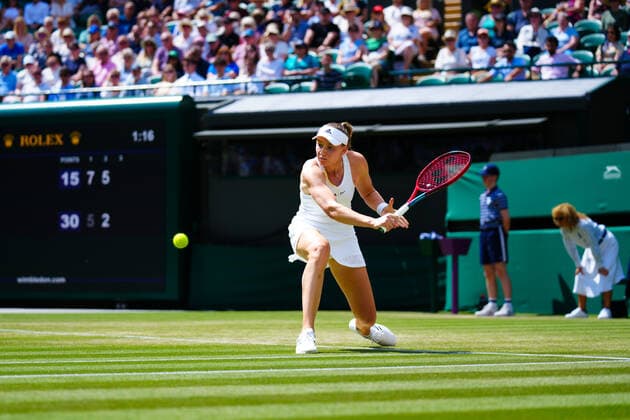 Mandatory Credit: Photo by Javier Garcia Shutterstock (13012862ac) Elena Rybakina during her fourth round match Wimbledon Tennis Championships, Day 8, The All England Lawn Tennis and Croquet Club, London, UK - 04 Jul 2022 Wimbledon Tennis Championships, Day 8, The All England Lawn Tennis and Croquet Club, London, UK - 04 Jul 2022  Copyright: xJavierxGarcia Shutterstockx 13012862ac