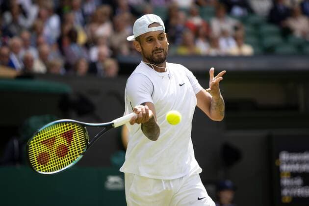 Mandatory Credit: Photo by Ella Ling Shutterstock (13012858ar) Nick Kyrgios during his fourth round match Wimbledon Tennis Championships, Day 8, The All England Lawn Tennis and Croquet Club, London, UK - 04 Jul 2022 Wimbledon Tennis Championships, Day 8, The All England Lawn Tennis and Croquet Club, London, UK - 04 Jul 2022  Copyright: xEllaxLing Shutterstockx 13012858ar