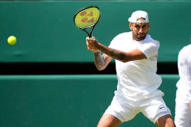 Mandatory Credit: Photo by Dave Shopland Shutterstock (13012860ae) Nick Kyrgios during his fourth round match Wimbledon Tennis Championships, Day 8, The All England Lawn Tennis and Croquet Club, London, UK - 04 Jul 2022 Wimbledon Tennis Championships, Day 8, The All England Lawn Tennis and Croquet Club, London, UK - 04 Jul 2022  Copyright: xDavexShopland Shutterstockx 13012860ae