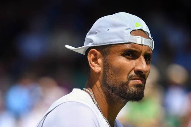 Mandatory Credit: Photo by James Veysey Shutterstock (13012861bg) Nick Kyrgios during his fourth round match Wimbledon Tennis Championships, Day 8, The All England Lawn Tennis and Croquet Club, London, UK - 04 Jul 2022 Wimbledon Tennis Championships, Day 8, The All England Lawn Tennis and Croquet Club, London, UK - 04 Jul 2022  Copyright: xJamesxVeysey Shutterstockx 13012861bg