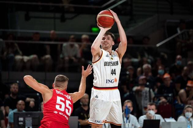Basketball Bremen 03 07 2022 FIBA Basketball Worldcup European Qualifiers Germany GER Poland POL David Krämer Germany, No 44 Kraemer Kramer jakub Schenk Poland, No 55