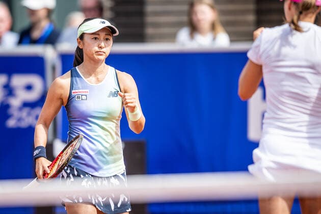 220704 Misaki Doi, Japan, cheers during day 1 of the WTA Nordea Open on July 4, 2022 in Bastad,  Copyright: CHRISTOFFERxBORGxMATTISSON BB220704CB134