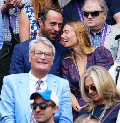 Mandatory Credit: Photo by Javier Garcia Shutterstock (13012862bp) James Middleton and Alizee Thevenet watching the action on Centre Court Wimbledon Tennis Championships, Day 8, The All England Lawn Tennis and Croquet Club, London, UK - 04 Jul 2022 Wimbledon Tennis Championships, Day 8, The All England Lawn Tennis and Croquet Club, London, UK - 04 Jul 2022  Copyright: xJavierxGarcia Shutterstockx 13012862bp