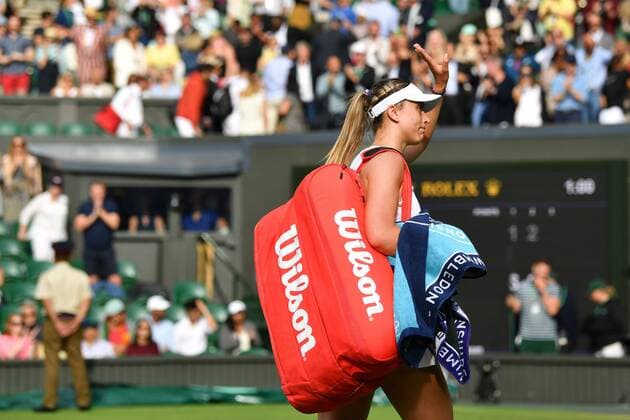 Mandatory Credit: Photo by James Veysey Shutterstock (13012861fi) Paula Badosa walks off court after defeat in her fourth round match Wimbledon Tennis Championships, Day 8, The All England Lawn Tennis and Croquet Club, London, UK - 04 Jul 2022 Wimbledon Tennis Championships, Day 8, The All England Lawn Tennis and Croquet Club, London, UK - 04 Jul 2022  Copyright: xJamesxVeysey Shutterstockx 13012861fi