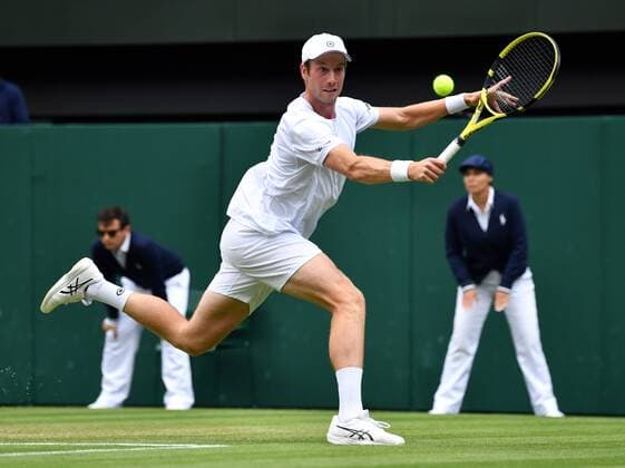 Mandatory Credit: Photo by James Veysey Shutterstock (13012861fr) Botic van de Zandschulp during his fourth round match Wimbledon Tennis Championships, Day 8, The All England Lawn Tennis and Croquet Club, London, UK - 04 Jul 2022 Wimbledon Tennis Championships, Day 8, The All England Lawn Tennis and Croquet Club, London, UK - 04 Jul 2022  Copyright: xJamesxVeysey Shutterstockx 13012861fr