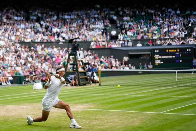 Mandatory Credit: Photo by Dave Shopland Shutterstock (13012860em) Rafael Nadal during his fourth round match Wimbledon Tennis Championships, Day 8, The All England Lawn Tennis and Croquet Club, London, UK - 04 Jul 2022 Wimbledon Tennis Championships, Day 8, The All England Lawn Tennis and Croquet Club, London, UK - 04 Jul 2022  Copyright: xDavexShopland Shutterstockx 13012860em