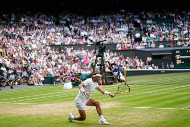 Mandatory Credit: Photo by Dave Shopland Shutterstock (13012860el) Rafael Nadal during his fourth round match Wimbledon Tennis Championships, Day 8, The All England Lawn Tennis and Croquet Club, London, UK - 04 Jul 2022 Wimbledon Tennis Championships, Day 8, The All England Lawn Tennis and Croquet Club, London, UK - 04 Jul 2022  Copyright: xDavexShopland Shutterstockx 13012860el