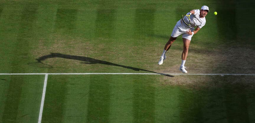 (220705) -- LONDON, July 5, 2022 -- Botic van de Zandschulp competes during the men s singles fourth round match between Rafael Nadal of Spain and Botic van de Zandschulp of the Netherlands at Wimbledon Tennis Championship in London, Britain, on July 4, 2022. ) (SP)BRITAIN-LONDON-TENNIS-WIMBLEDON-MEN S SINGLES HanxYan 