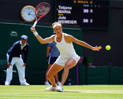 Mandatory Credit: Photo by Javier Garcia Shutterstock (13012869i) Tatjana Maria during her quarter-final match Wimbledon Tennis Championships, Day 9, The All England Lawn Tennis and Croquet Club, London, UK - 05 Jul 2022 Wimbledon Tennis Championships, Day 9, The All England Lawn Tennis and Croquet Club, London, UK - 05 Jul 2022  Copyright: xJavierxGarcia Shutterstockx 13012869i