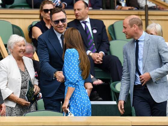Mandatory Credit: Photo by James Veysey Shutterstock (13012868h) Catherine Duchess of Cambridge and Prince William meeting David Walliams in the Royal Box on Centre Court Wimbledon Tennis Championships, Day 9, The All England Lawn Tennis and Croquet Club, London, UK - 05 Jul 2022 Wimbledon Tennis Championships, Day 9, The All England Lawn Tennis and Croquet Club, London, UK - 05 Jul 2022  Copyright: xJamesxVeysey Shutterstockx 13012868h