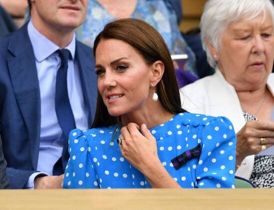 Mandatory Credit: Photo by James Veysey Shutterstock (13012868ae) Catherine Duchess of Cambridge in the Royal Box on Centre Court Wimbledon Tennis Championships, Day 9, The All England Lawn Tennis and Croquet Club, London, UK - 05 Jul 2022 Wimbledon Tennis Championships, Day 9, The All England Lawn Tennis and Croquet Club, London, UK - 05 Jul 2022  Copyright: xJamesxVeysey Shutterstockx 13012868ae