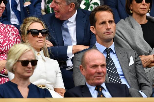 Mandatory Credit: Photo by James Veysey Shutterstock (13012868aw) Georgie Thompson and Ben Ainslie in the Royal Box on Centre Court Wimbledon Tennis Championships, Day 9, The All England Lawn Tennis and Croquet Club, London, UK - 05 Jul 2022 Wimbledon Tennis Championships, Day 9, The All England Lawn Tennis and Croquet Club, London, UK - 05 Jul 2022  Copyright: xJamesxVeysey Shutterstockx 13012868aw