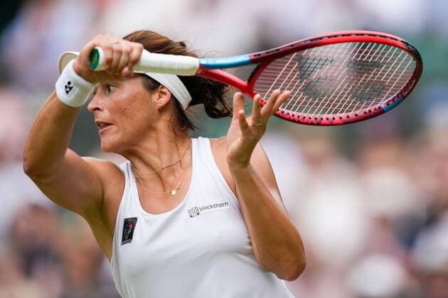 Mandatory Credit: Photo by Dave Shopland Shutterstock (13012866u) Tatjana Maria during her quarter final match Wimbledon Tennis Championships, Day 9, The All England Lawn Tennis and Croquet Club, London, UK - 05 Jul 2022 Wimbledon Tennis Championships, Day 9, The All England Lawn Tennis and Croquet Club, London, UK - 05 Jul 2022  Copyright: xDavexShopland Shutterstockx 13012866u