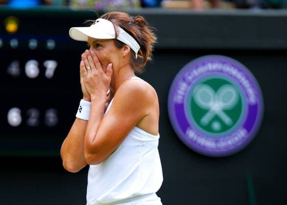 Mandatory Credit: Photo by Javier Garcia Shutterstock (13012869bp) Tatjana Maria celebrates victory in her quarter-final match Wimbledon Tennis Championships, Day 9, The All England Lawn Tennis and Croquet Club, London, UK - 05 Jul 2022 Wimbledon Tennis Championships, Day 9, The All England Lawn Tennis and Croquet Club, London, UK - 05 Jul 2022  Copyright: xJavierxGarcia Shutterstockx 13012869bp