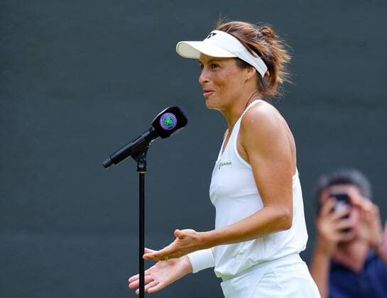 Mandatory Credit: Photo by Javier Garcia Shutterstock (13012869bv) Tatjana Maria celebrates victory in her quarter-final match Wimbledon Tennis Championships, Day 9, The All England Lawn Tennis and Croquet Club, London, UK - 05 Jul 2022 Wimbledon Tennis Championships, Day 9, The All England Lawn Tennis and Croquet Club, London, UK - 05 Jul 2022  Copyright: xJavierxGarcia Shutterstockx 13012869bv
