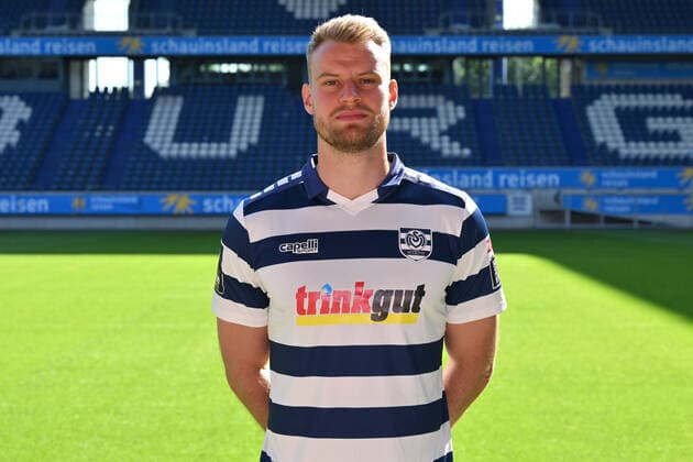 Sebastian May MSV Duisburg 3 league, portrait date 2022 2023 Duisburg Schauinsland Reisen Arena North Rhine Westphalia Germany Team2