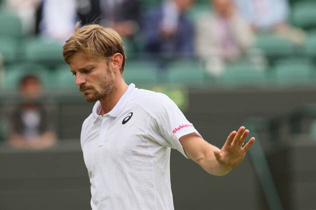 Belgian David Goffin pictured during a tennis match against UK Norrie in the 1 8 finals of the men s singles tournament at the 2022 Wimbledon grand slam tennis tournament at the All England Tennis Club, in south-west London, Britain, Tuesday 05 July 2022. BENOITxDOPPAGNE  x37036588x
