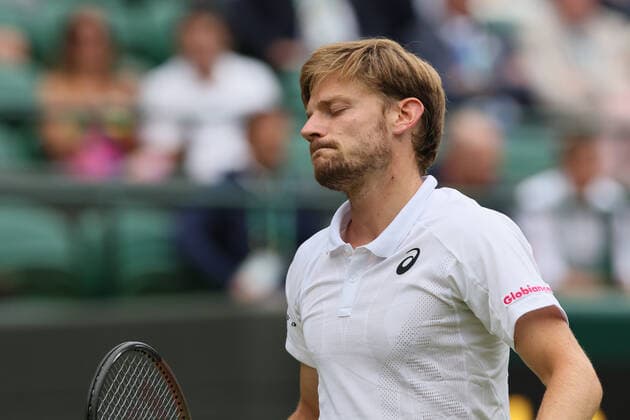 Belgian David Goffin pictured during a tennis match against UK Norrie in the 1 8 finals of the men s singles tournament at the 2022 Wimbledon grand slam tennis tournament at the All England Tennis Club, in south-west London, Britain, Tuesday 05 July 2022. BENOITxDOPPAGNE  x37036597x