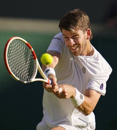 Tennis: Wimbledon championships Cameron Norrie of Britain plays against David Goffin of Belgium in the quarterfinals of the Wimbledon tennis tournament in London on July 5, 2022.  A14AA0001310908P