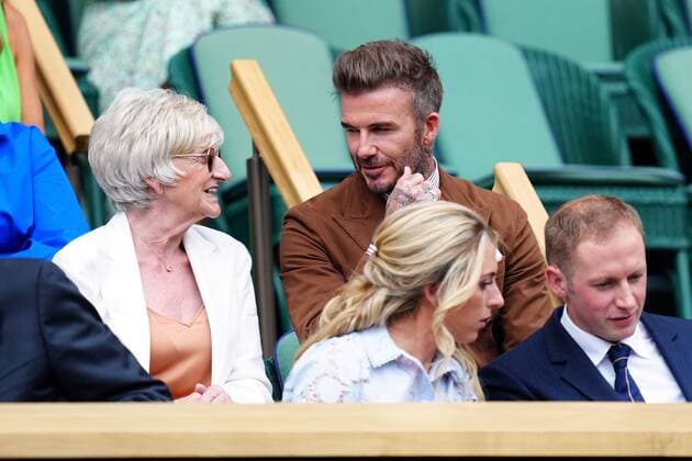 Mandatory Credit: Photo by Javier Garcia Shutterstock (13018042c) David Beckham and mother Sandra Beckham in the Royal Box on Centre Court Wimbledon Tennis Championships, Day 10, The All England Lawn Tennis and Croquet Club, London, UK - 06 Jul 2022 Wimbledon Tennis Championships, Day 10, The All England Lawn Tennis and Croquet Club, London, UK - 06 Jul 2022  Copyright: xJavierxGarcia Shutterstockx 13018042c