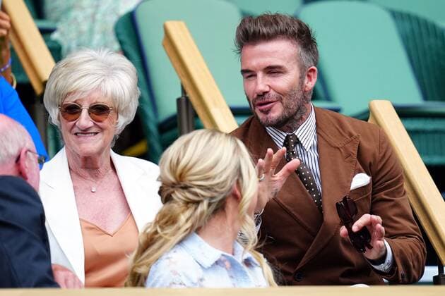 Mandatory Credit: Photo by Javier Garcia Shutterstock (13018042r) David Beckham and mother Sandra Beckham in the Royal Box on Centre Court Wimbledon Tennis Championships, Day 10, The All England Lawn Tennis and Croquet Club, London, UK - 06 Jul 2022 Wimbledon Tennis Championships, Day 10, The All England Lawn Tennis and Croquet Club, London, UK - 06 Jul 2022  Copyright: xJavierxGarcia Shutterstockx 13018042r