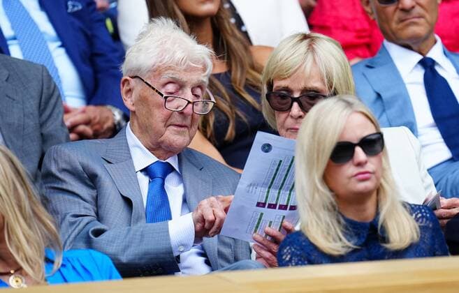 Mandatory Credit: Photo by Javier Garcia Shutterstock (13018042y) Michael Parkinson and Mary Parkinson in the Royal Box on Centre Court Wimbledon Tennis Championships, Day 10, The All England Lawn Tennis and Croquet Club, London, UK - 06 Jul 2022 Wimbledon Tennis Championships, Day 10, The All England Lawn Tennis and Croquet Club, London, UK - 06 Jul 2022  Copyright: xJavierxGarcia Shutterstockx 13018042y