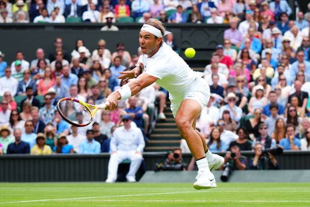 Mandatory Credit: Photo by Javier Garcia Shutterstock (13018042fo) Rafael Nadal during his quarter-final match Wimbledon Tennis Championships, Day 10, The All England Lawn Tennis and Croquet Club, London, UK - 06 Jul 2022 Wimbledon Tennis Championships, Day 10, The All England Lawn Tennis and Croquet Club, London, UK - 06 Jul 2022  Copyright: xJavierxGarcia Shutterstockx 13018042fo