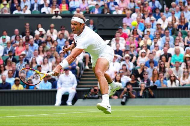 Mandatory Credit: Photo by Javier Garcia Shutterstock (13018042fp) Rafael Nadal during his quarter-final match Wimbledon Tennis Championships, Day 10, The All England Lawn Tennis and Croquet Club, London, UK - 06 Jul 2022 Wimbledon Tennis Championships, Day 10, The All England Lawn Tennis and Croquet Club, London, UK - 06 Jul 2022  Copyright: xJavierxGarcia Shutterstockx 13018042fp
