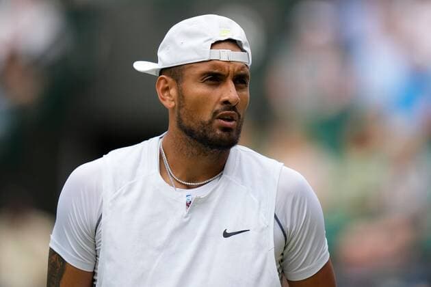 Mandatory Credit: Photo by Dave Shopland Shutterstock (13018039ad) Nick Kyrgios during his quarter final match Wimbledon Tennis Championships, Day 10, The All England Lawn Tennis and Croquet Club, London, UK - 06 Jul 2022 Wimbledon Tennis Championships, Day 10, The All England Lawn Tennis and Croquet Club, London, UK - 06 Jul 2022  Copyright: xDavexShopland Shutterstockx 13018039ad
