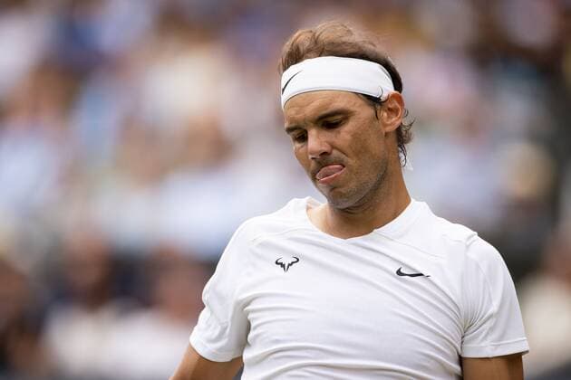 Mandatory Credit: Photo by Ella Ling Shutterstock (13018040as) Rafael Nadal during his quarter final match Wimbledon Tennis Championships, Day 10, The All England Lawn Tennis and Croquet Club, London, UK - 06 Jul 2022 Wimbledon Tennis Championships, Day 10, The All England Lawn Tennis and Croquet Club, London, UK - 06 Jul 2022  Copyright: xEllaxLing Shutterstockx 13018040as