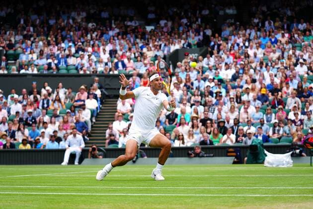 Mandatory Credit: Photo by Javier Garcia Shutterstock (13018042ia) Rafael Nadal during his quarter-final match Wimbledon Tennis Championships, Day 10, The All England Lawn Tennis and Croquet Club, London, UK - 06 Jul 2022 Wimbledon Tennis Championships, Day 10, The All England Lawn Tennis and Croquet Club, London, UK - 06 Jul 2022  Copyright: xJavierxGarcia Shutterstockx 13018042ia